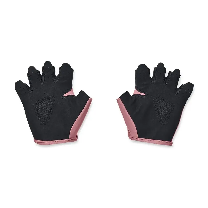 Luva feminina Under Armour rosa vista da palma com reforço acolchoado